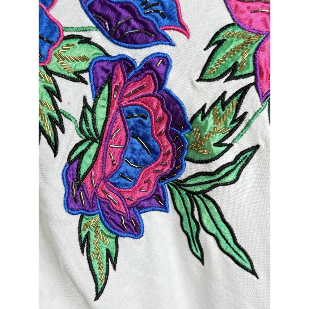 Vintage Raoul Embroidery Appliqué Beaded 3/4th Sleeve Top Sz Medium New - Picture 4 of 8